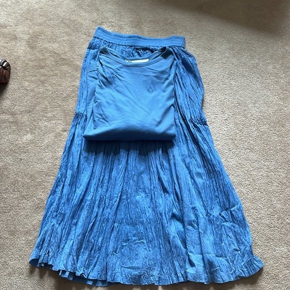 Ladies Dimanche 2 pc. Boatneck top & crinkle skirt set! Sz. L, elastic waist! - Picture 6 of 6